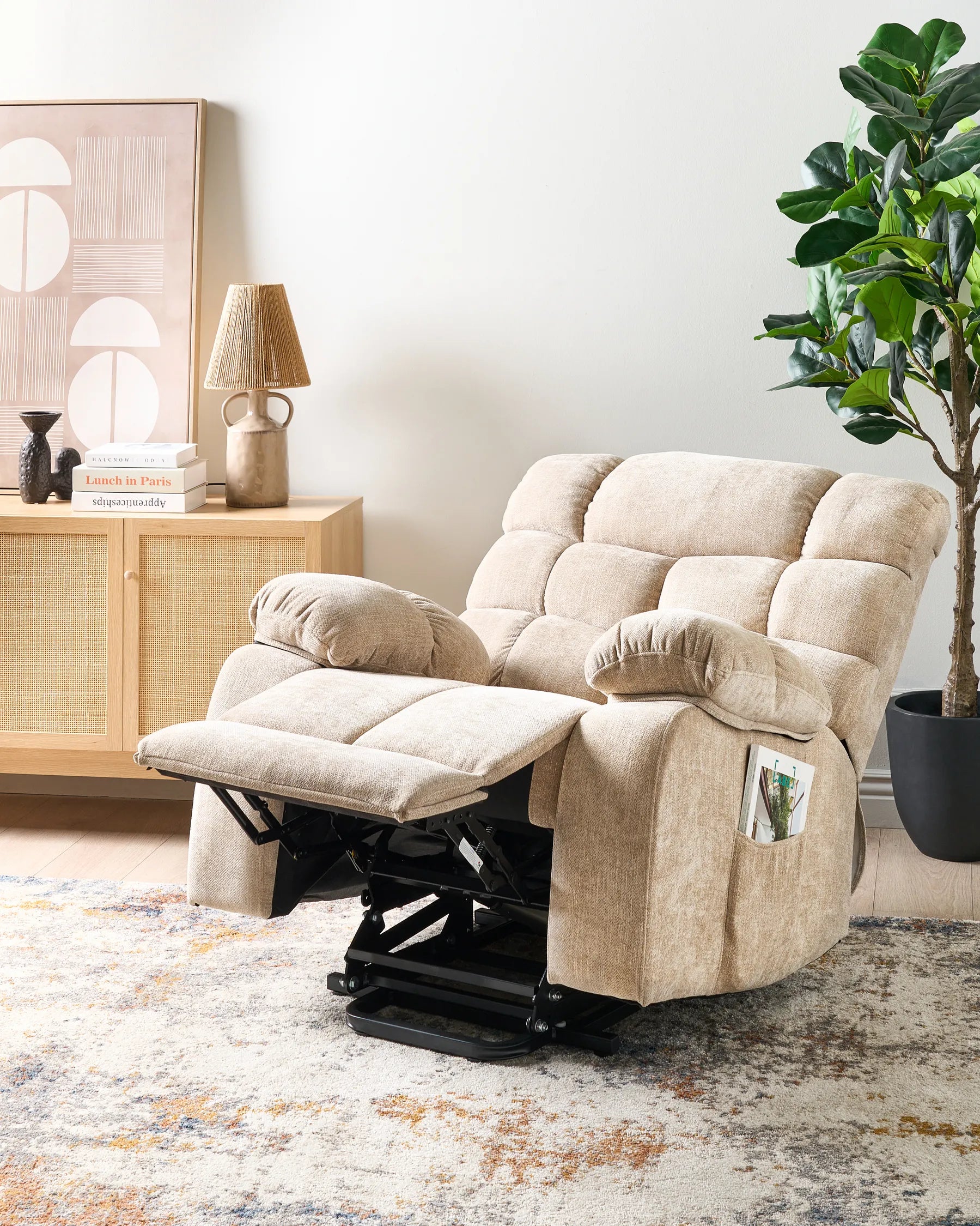 Electric Recliner Chair ARES With Footrest Fabric Beige