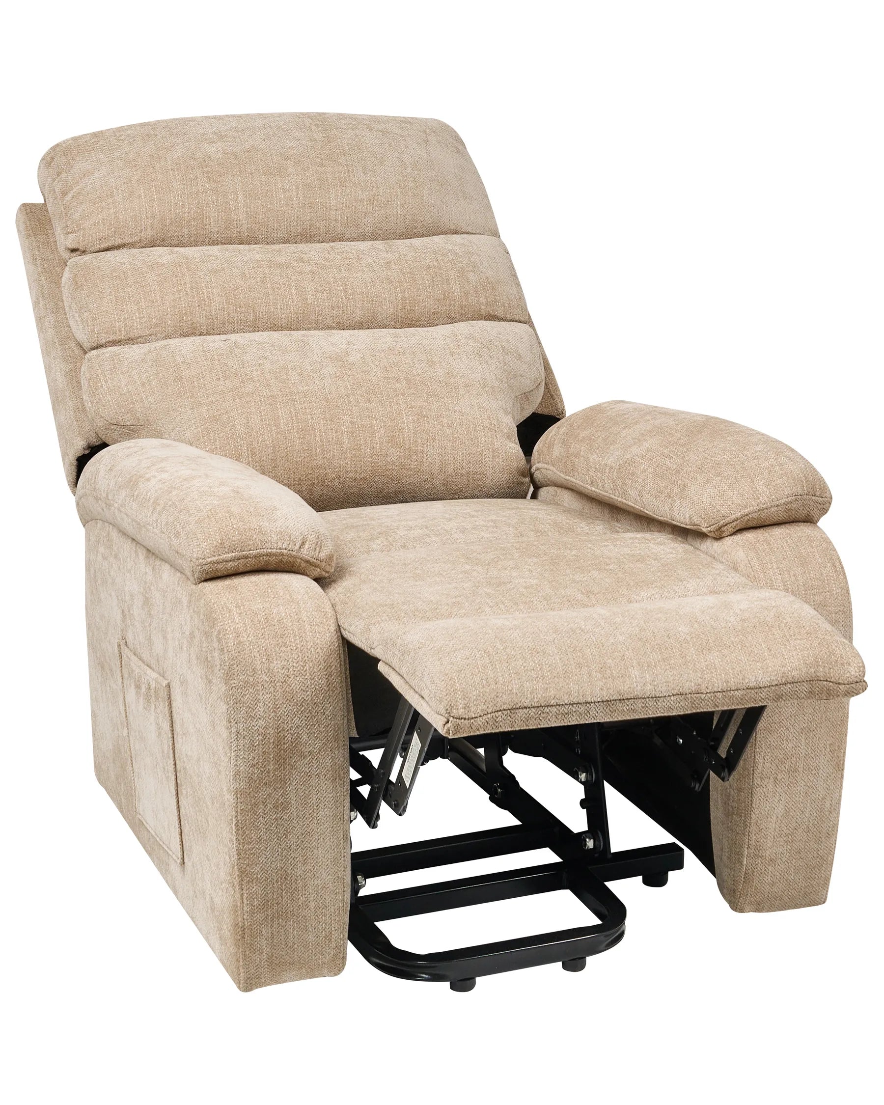 Electric Recliner Chair RISE With Footrest Fabric Beige