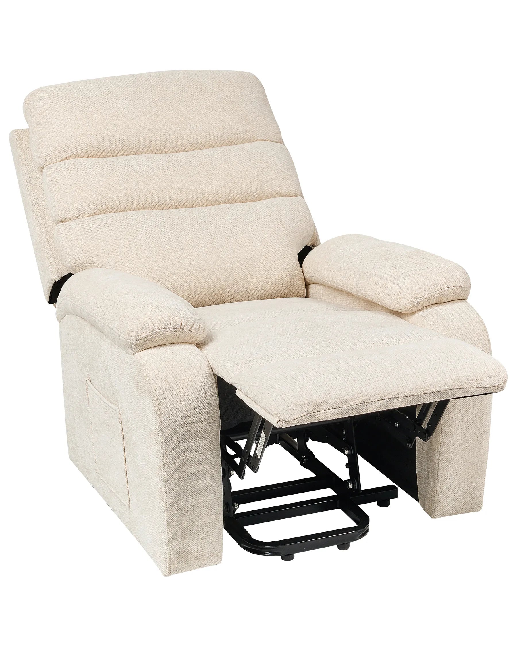 Electric Recliner Chair RISE With Footrest Fabric Light Beige