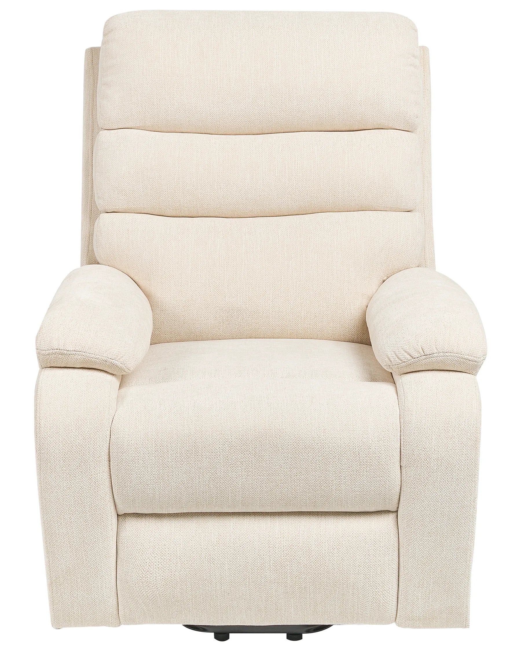 Electric Recliner Chair RISE With Footrest Fabric Light Beige