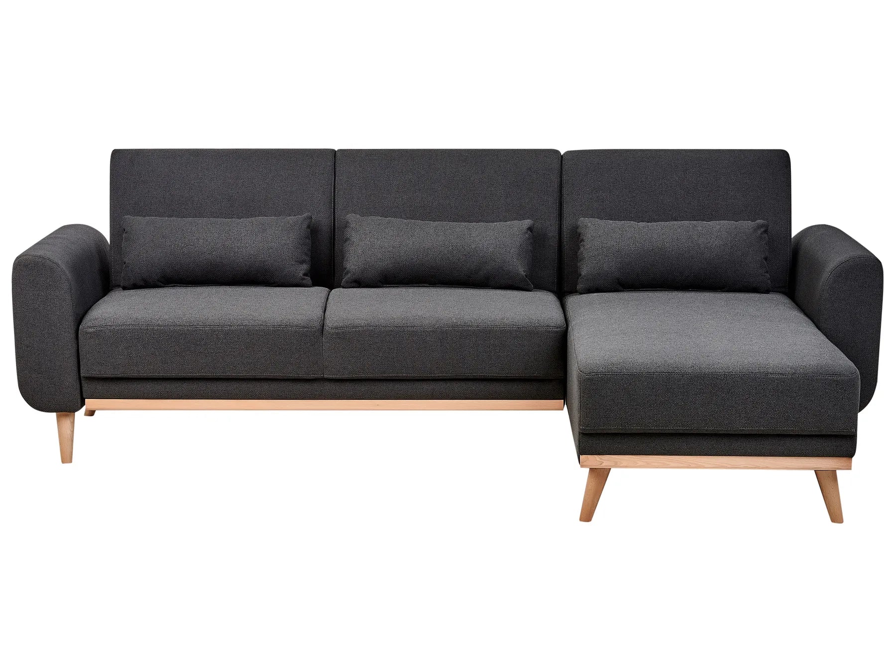 Corner Sofa Bed 3 Seater OLLSTA Fabric Black Left Hand