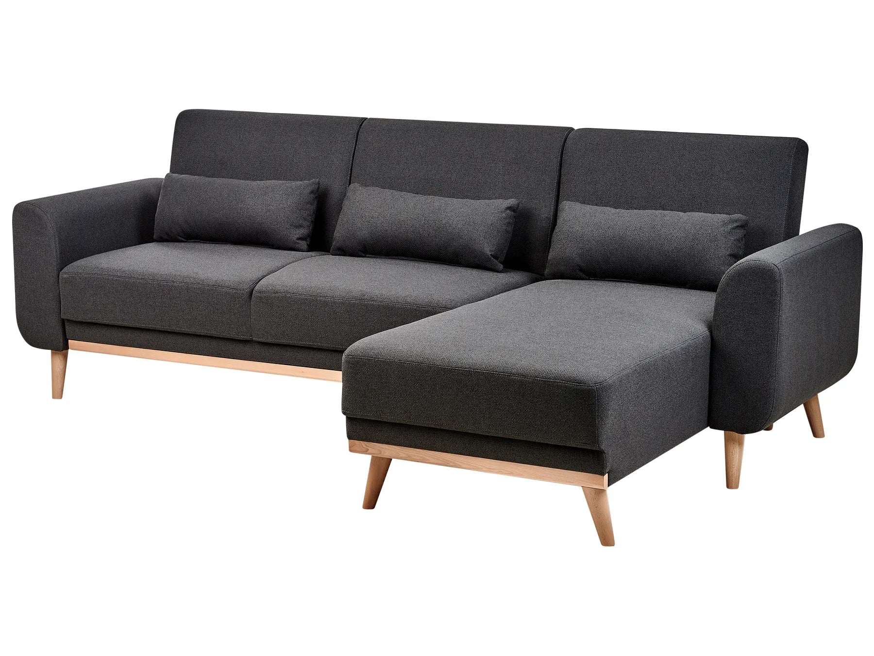 Corner Sofa Bed 3 Seater OLLSTA Fabric Black Left Hand