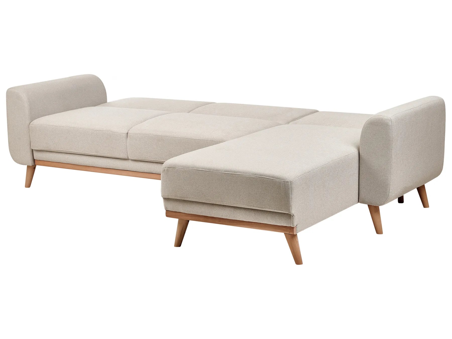 Corner Sofa Bed 3 Seater OLLSTA Fabric Light Beige Left Hand