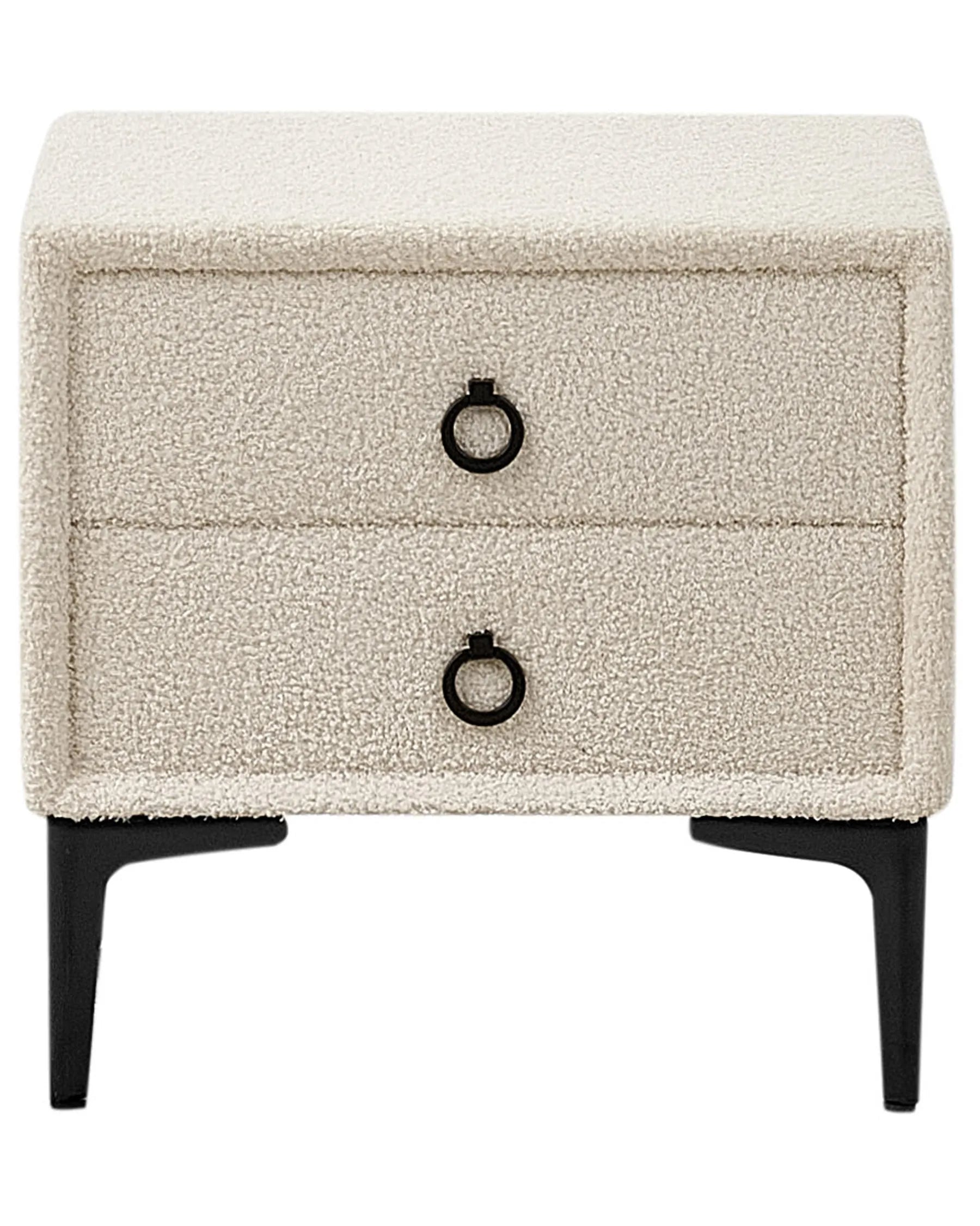 2 Drawer Bedside Table SEZANNE Boucle Off-White