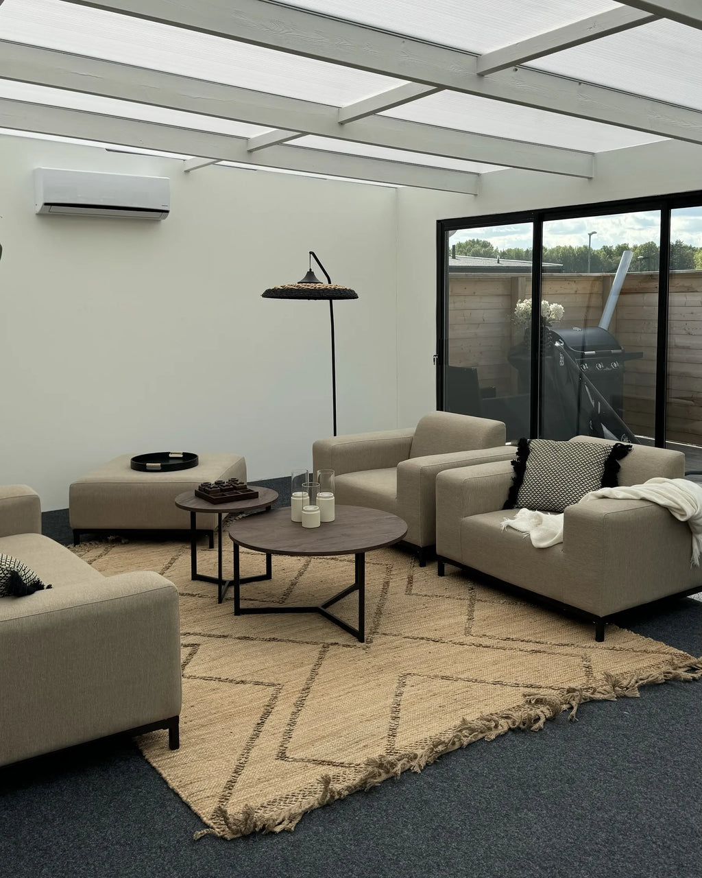 Ottoman ROVIGO Fabric Beige