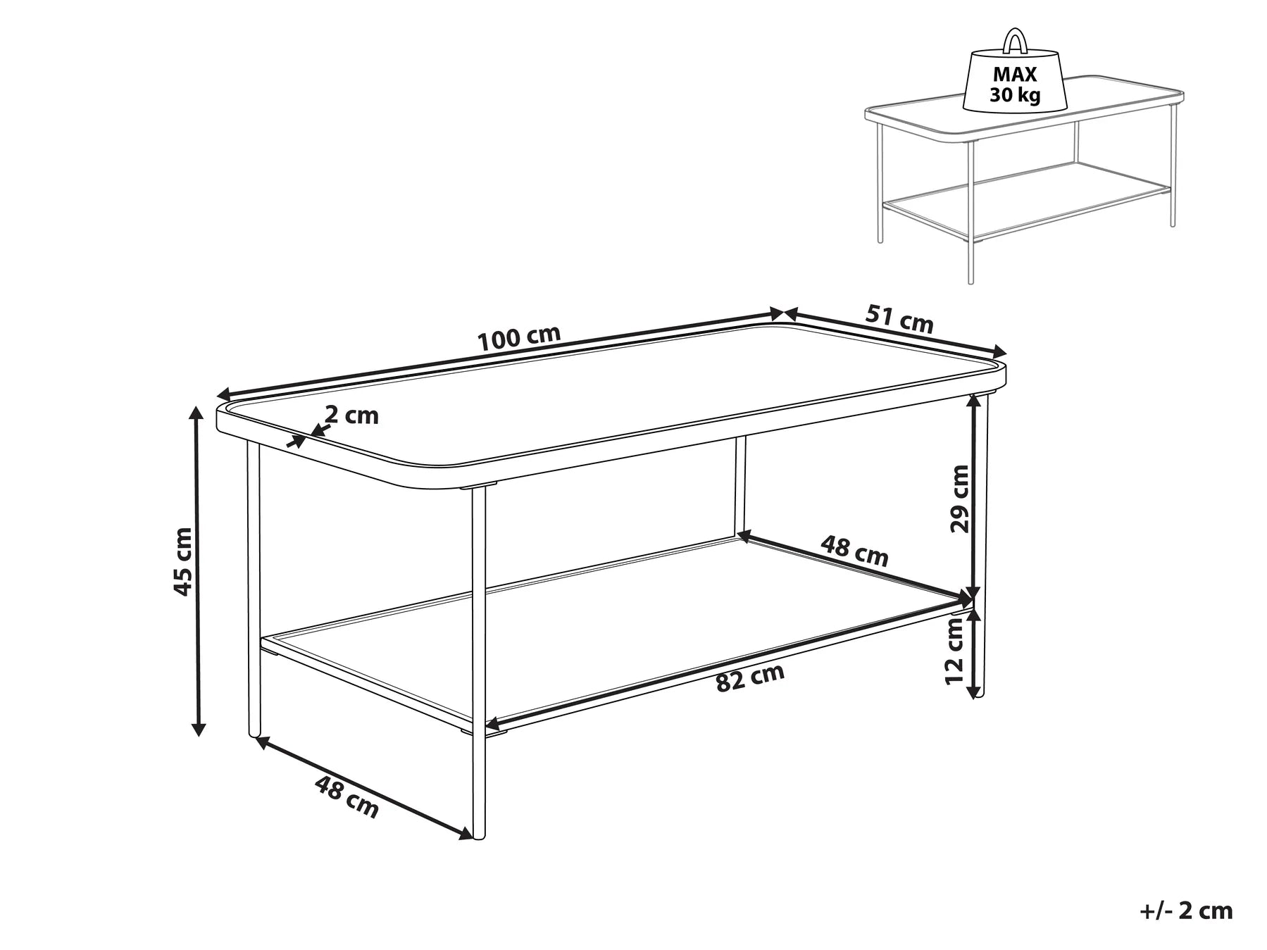 Coffee Table BLAIR Tempered Glass Black