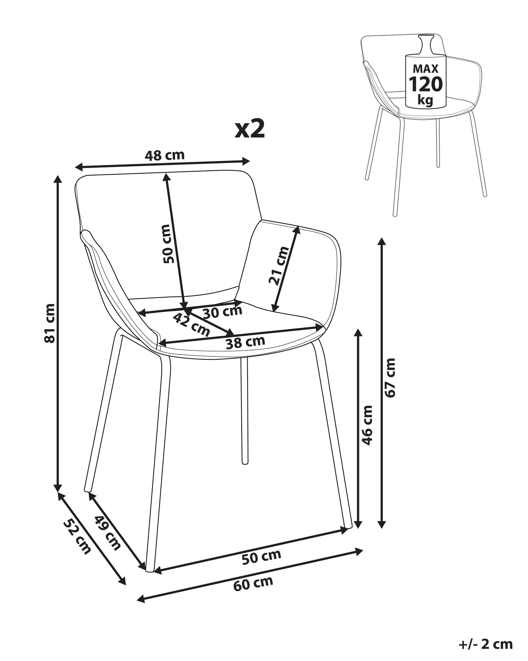 Set of 2 Dining Chairs Light Grey