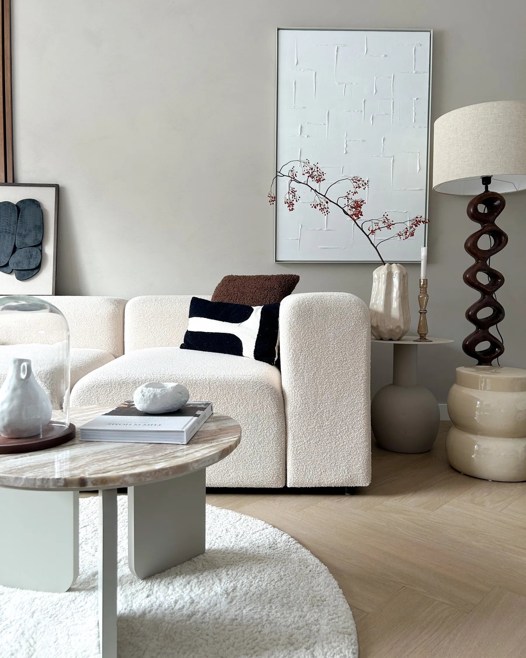 Modular Sofa 3 Seater FALSTERBO Boucle White