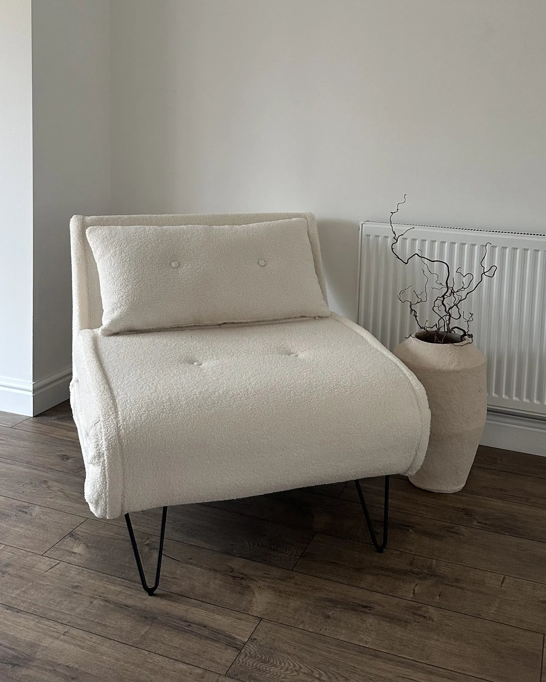 Single Sofa Bed VESTFOLD Boucle Off-White