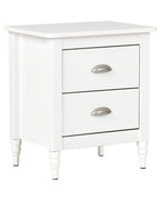 2 Drawer Bedside Table SHILLINGTON Pine Wood White