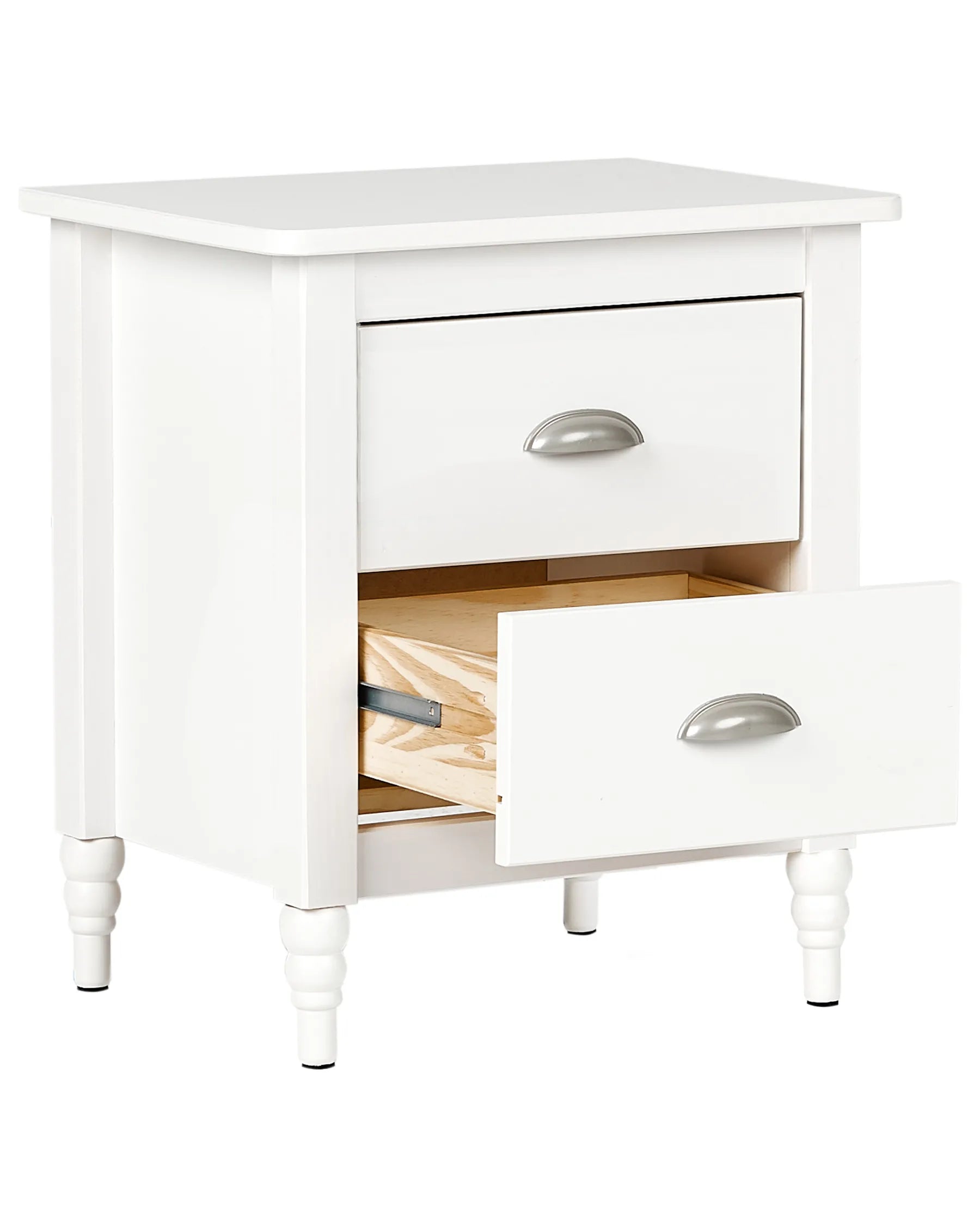 2 Drawer Bedside Table SHILLINGTON Pine Wood White