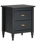 2 Drawer Bedside Table SHILLINGTON Pine Wood Black
