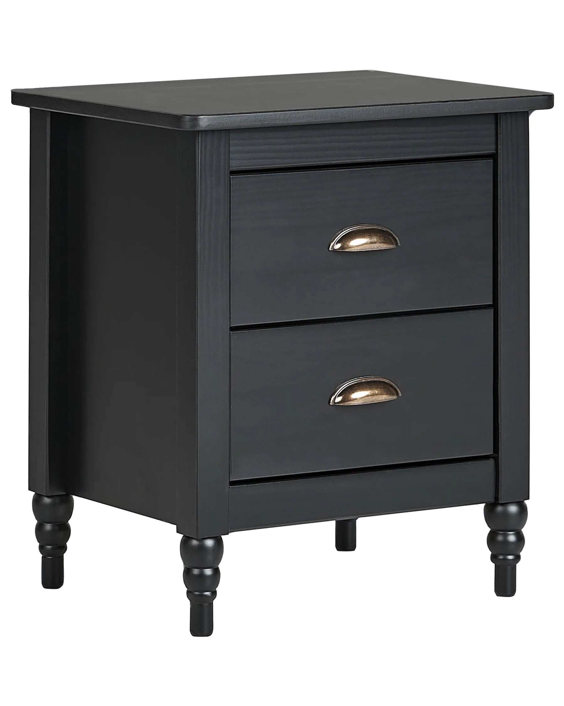 2 Drawer Bedside Table SHILLINGTON Pine Wood Black