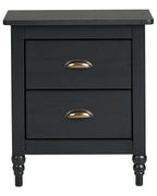 2 Drawer Bedside Table SHILLINGTON Pine Wood Black