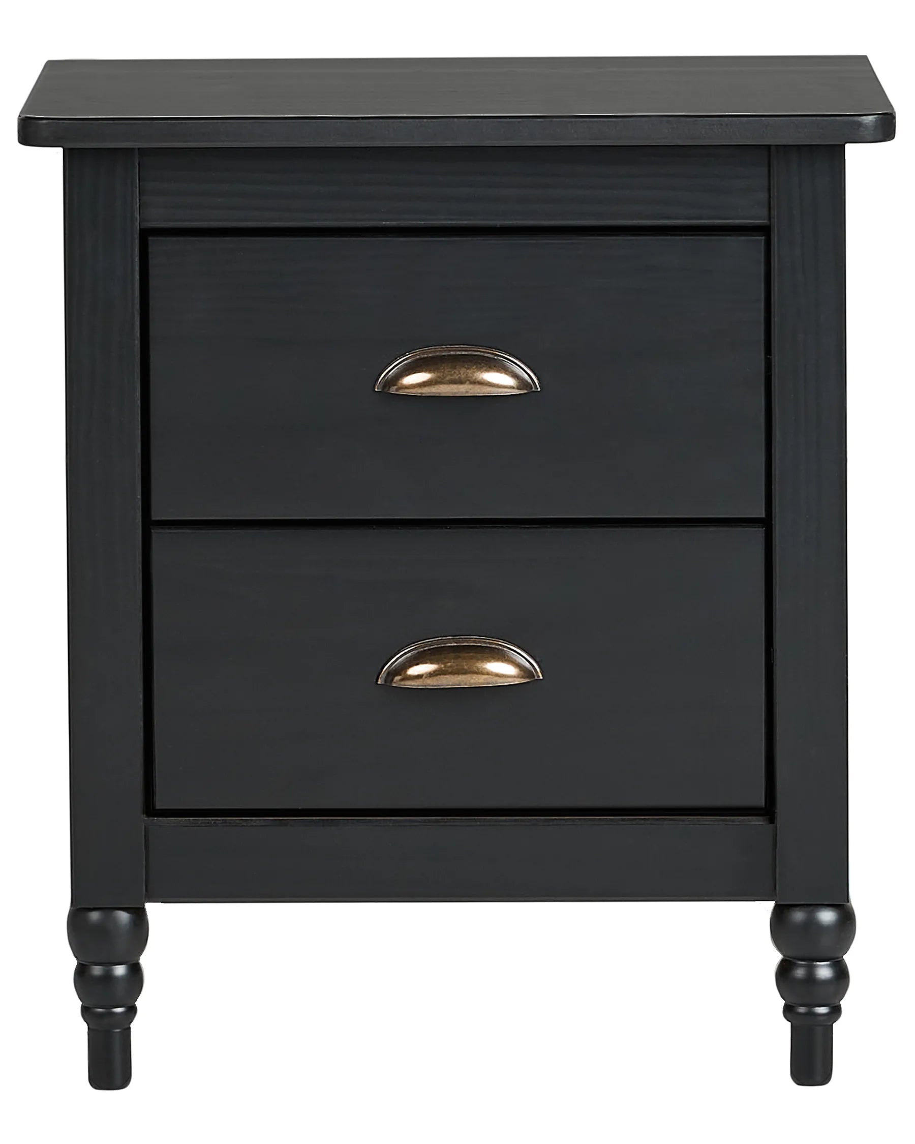 2 Drawer Bedside Table SHILLINGTON Pine Wood Black