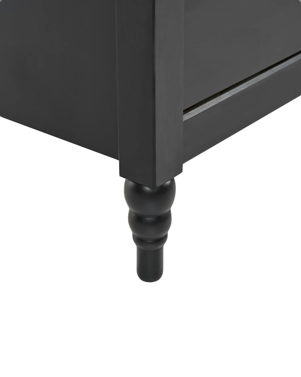 2 Drawer Bedside Table SHILLINGTON Pine Wood Black