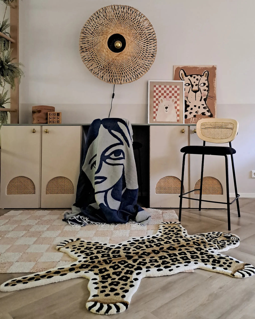 Set of 2 Bar Chairs MAYETTA Rattan Black