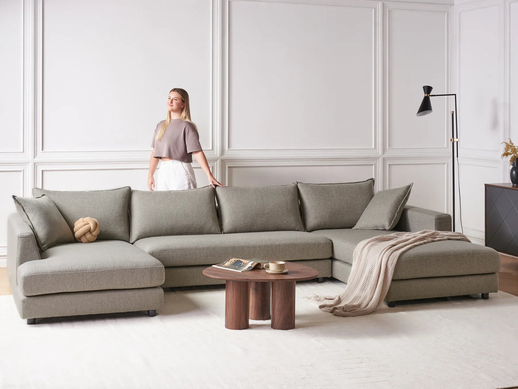 Corner Sofa 5 Seater LILVIKEN Fabric Taupe