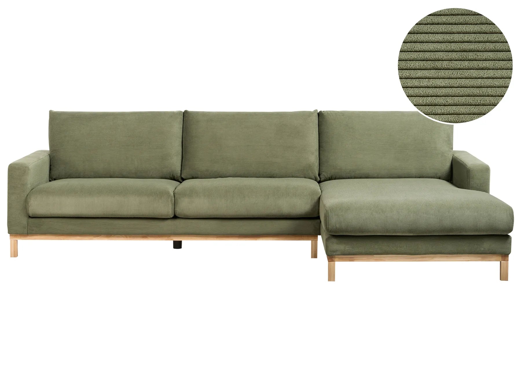 Corner Sofa 4 Seater SIGGARD Corduroy Green Left Hand