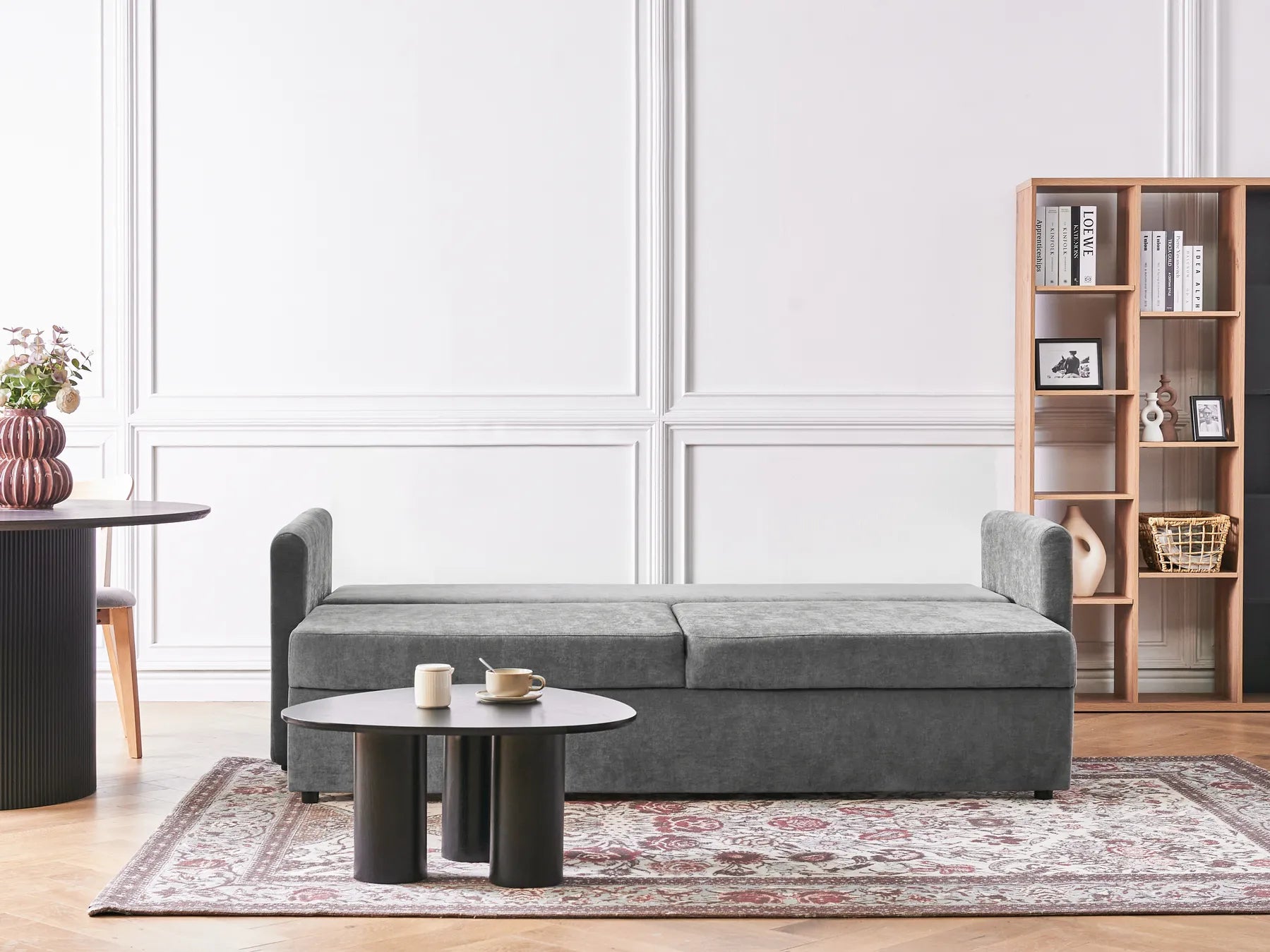 Sofa Bed 3 Seater BLEIK Fabric Light Grey with Storage