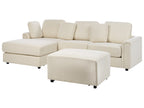 Corner Sofa 4 Seater KOHLO Fabric Light Beige with Ottoman Right Hand