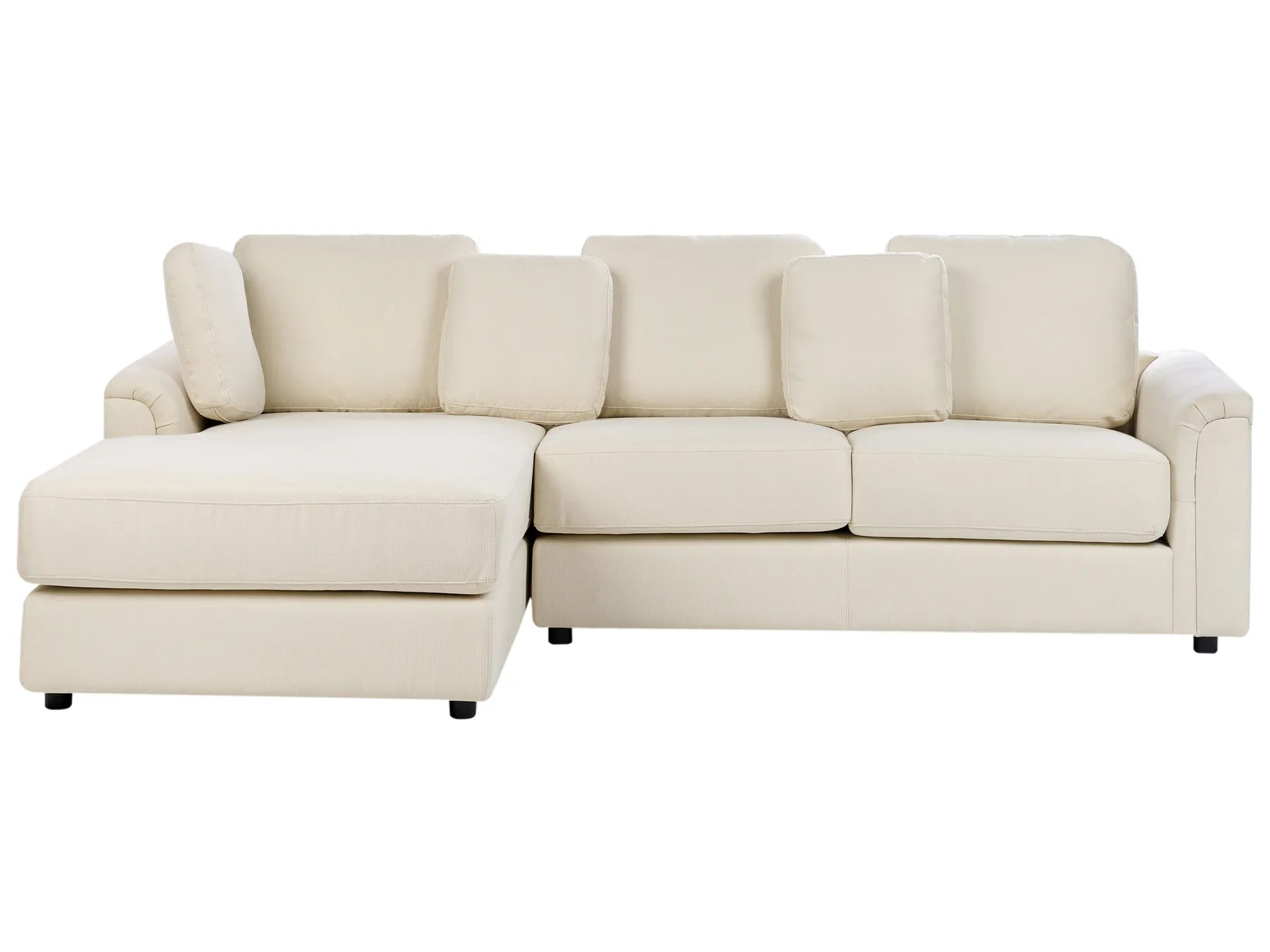 Corner Sofa 4 Seater KOHLO Fabric Light Beige with Ottoman Right Hand