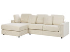 Corner Sofa 4 Seater KOHLO Fabric Light Beige with Ottoman Right Hand