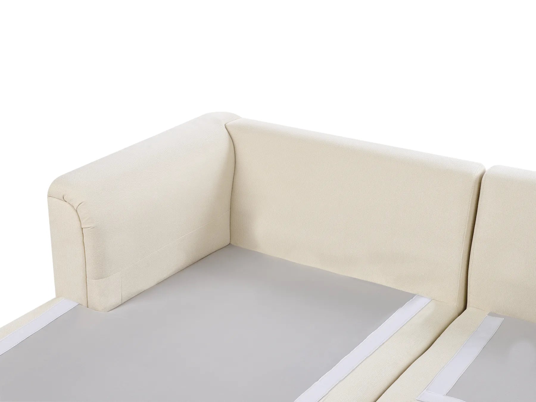 Corner Sofa 4 Seater KOHLO Fabric Light Beige with Ottoman Right Hand