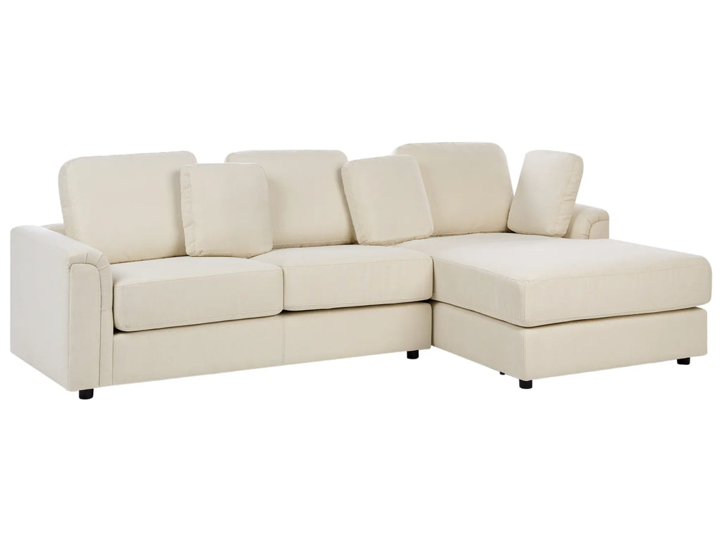 Corner Sofa 4 Seater KOHLO Fabric Light Beige with Ottoman Left Hand