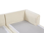 Corner Sofa 4 Seater KOHLO Fabric Light Beige with Ottoman Left Hand