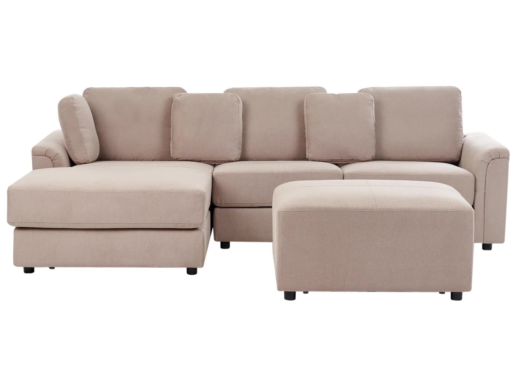 Corner Sofa 4 Seater KOHLO Fabric Taupe with Ottoman Right Hand