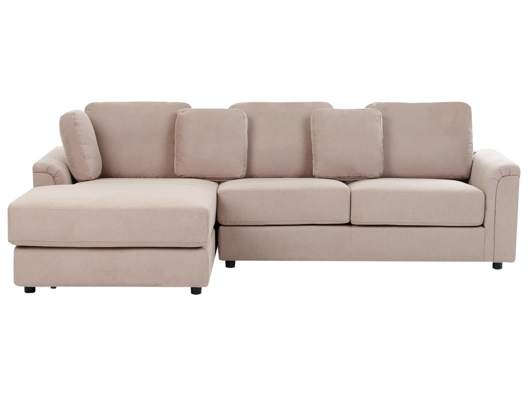 Corner Sofa 4 Seater KOHLO Fabric Taupe with Ottoman Right Hand