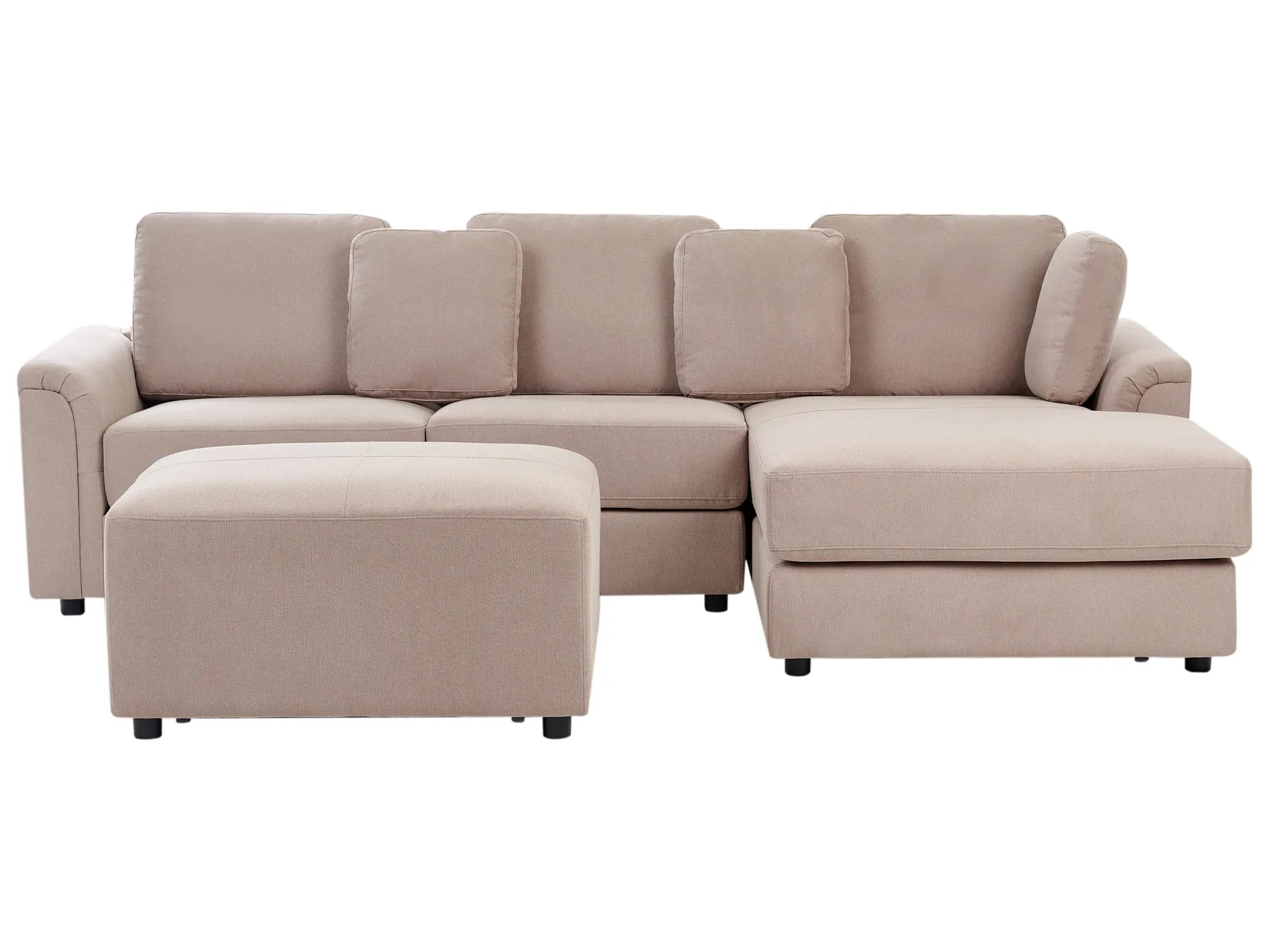 Corner Sofa 4 Seater KOHLO Fabric Taupe with Ottoman Left Hand