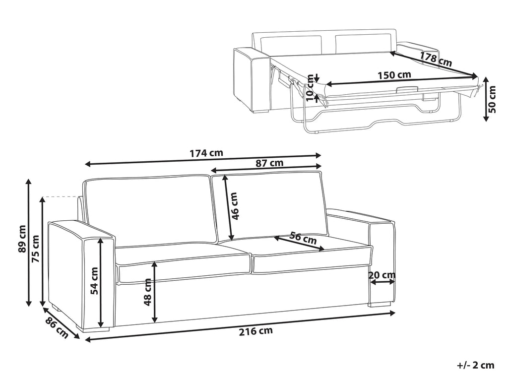 Sofa Bed 3 Seater VUOKATTI Boucle Off-White