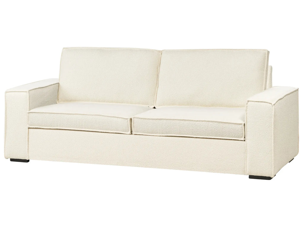 Sofa Bed 3 Seater VUOKATTI Boucle Off-White