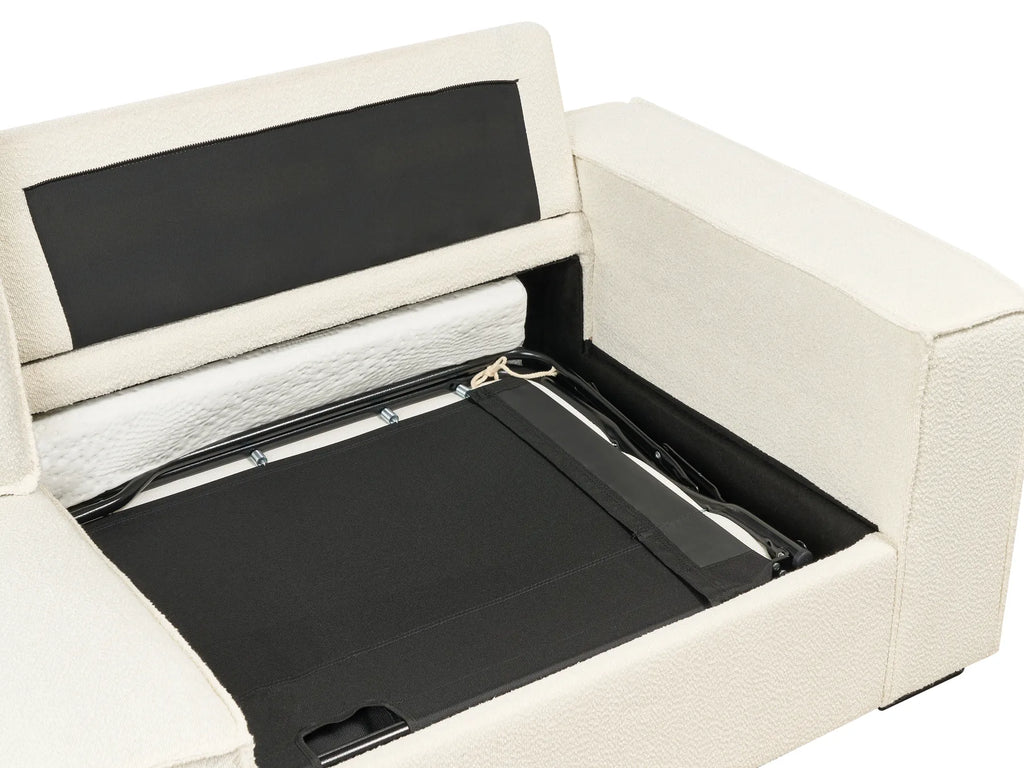 Sofa Bed 3 Seater VUOKATTI Boucle Off-White