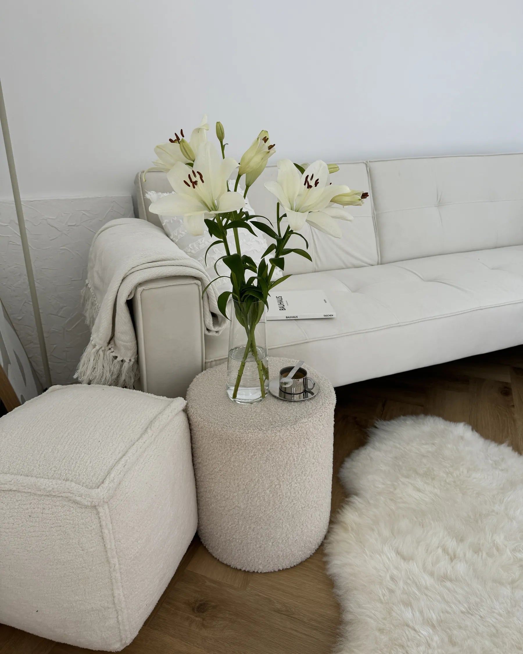 Pouffe ALIPUR Boucle Light Beige