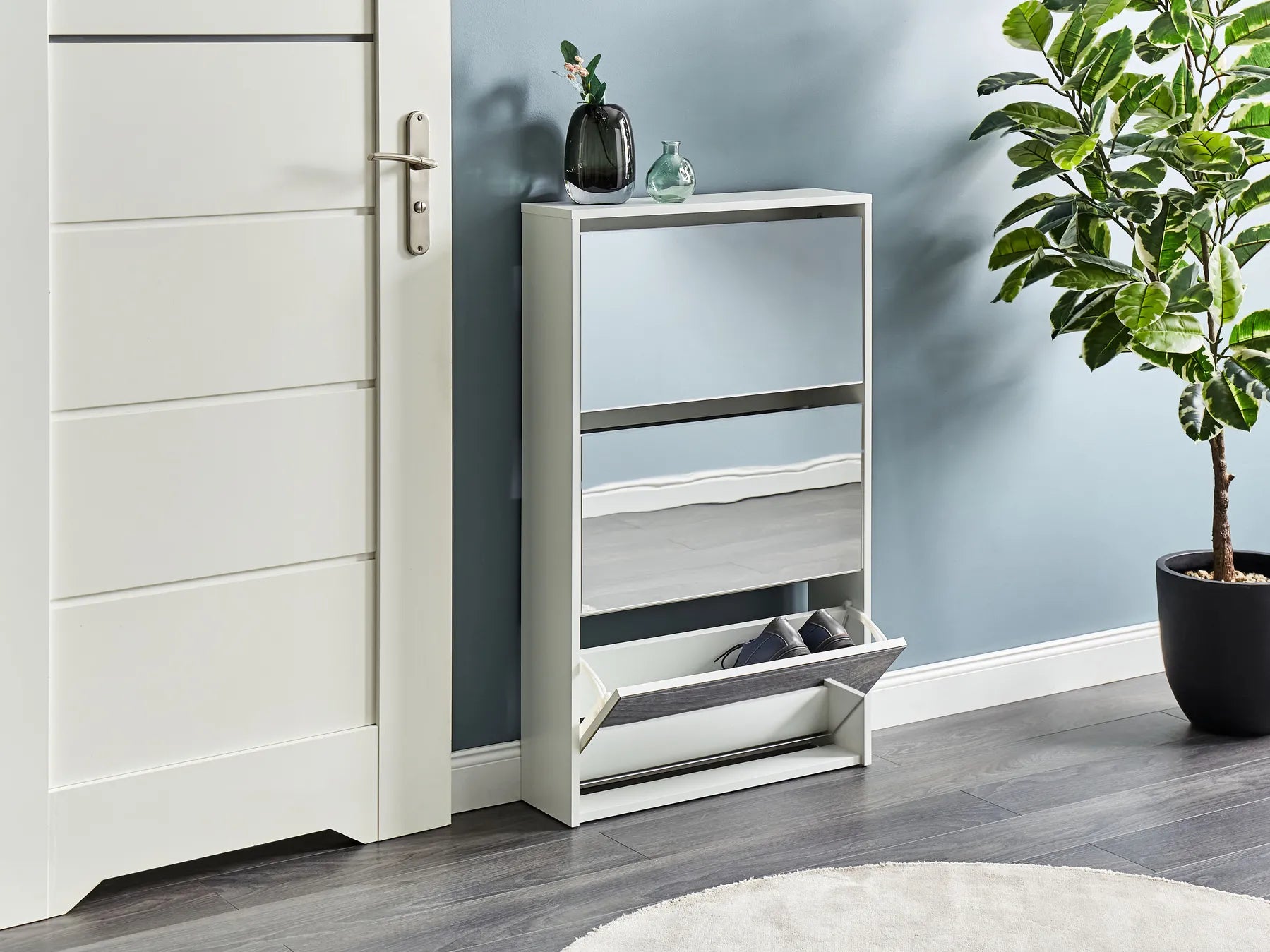 Shoe Storage Cabinet MIDFIELD with Storage White
