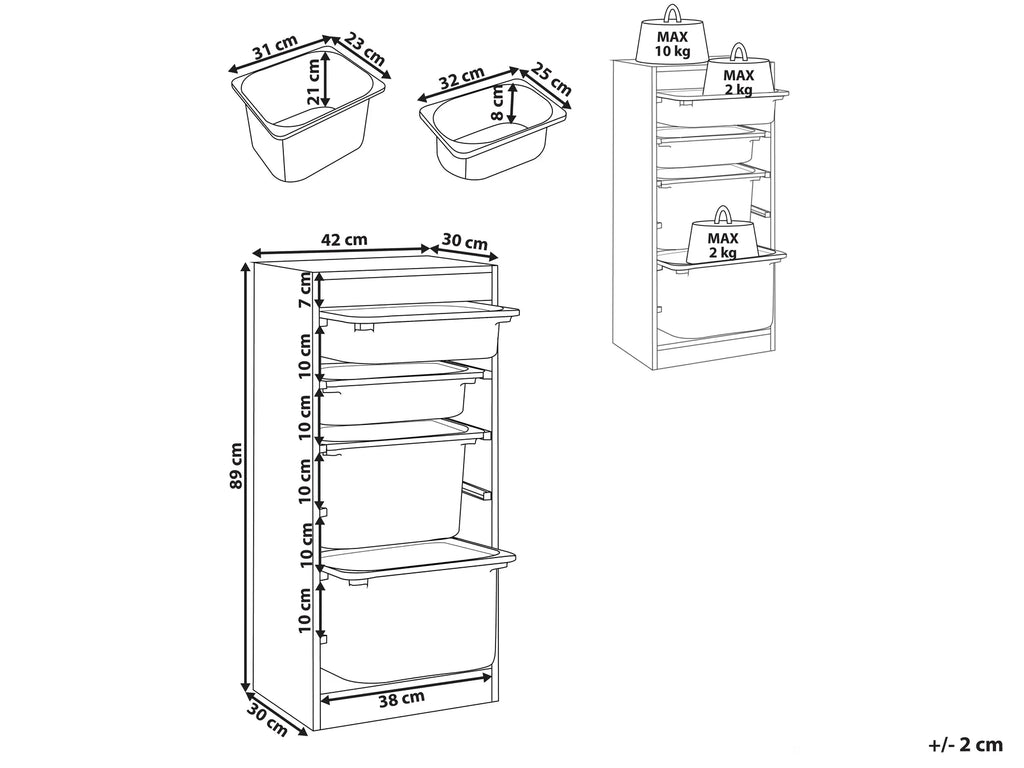 Shelf with 4 Storage Boxes TOBIN White