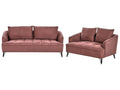 Living Room Set 5 Seater HOBRO Fabric Burgundy