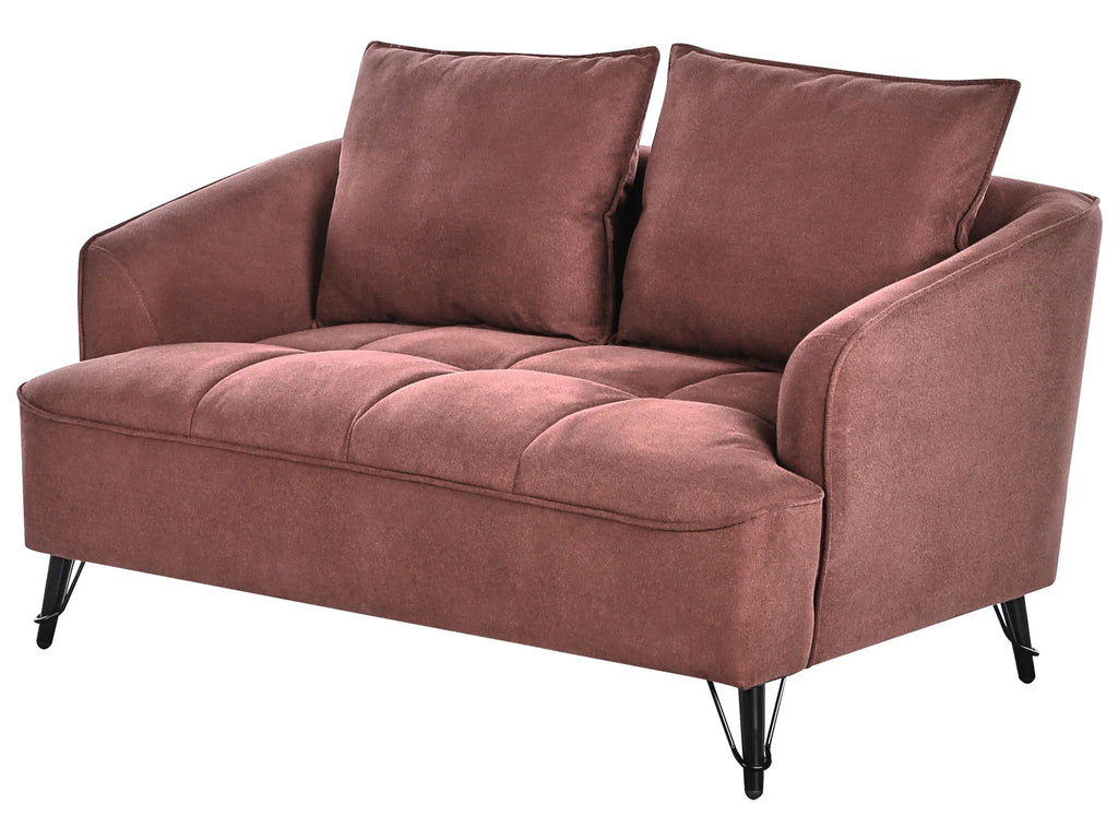 Living Room Set 5 Seater HOBRO Fabric Burgundy