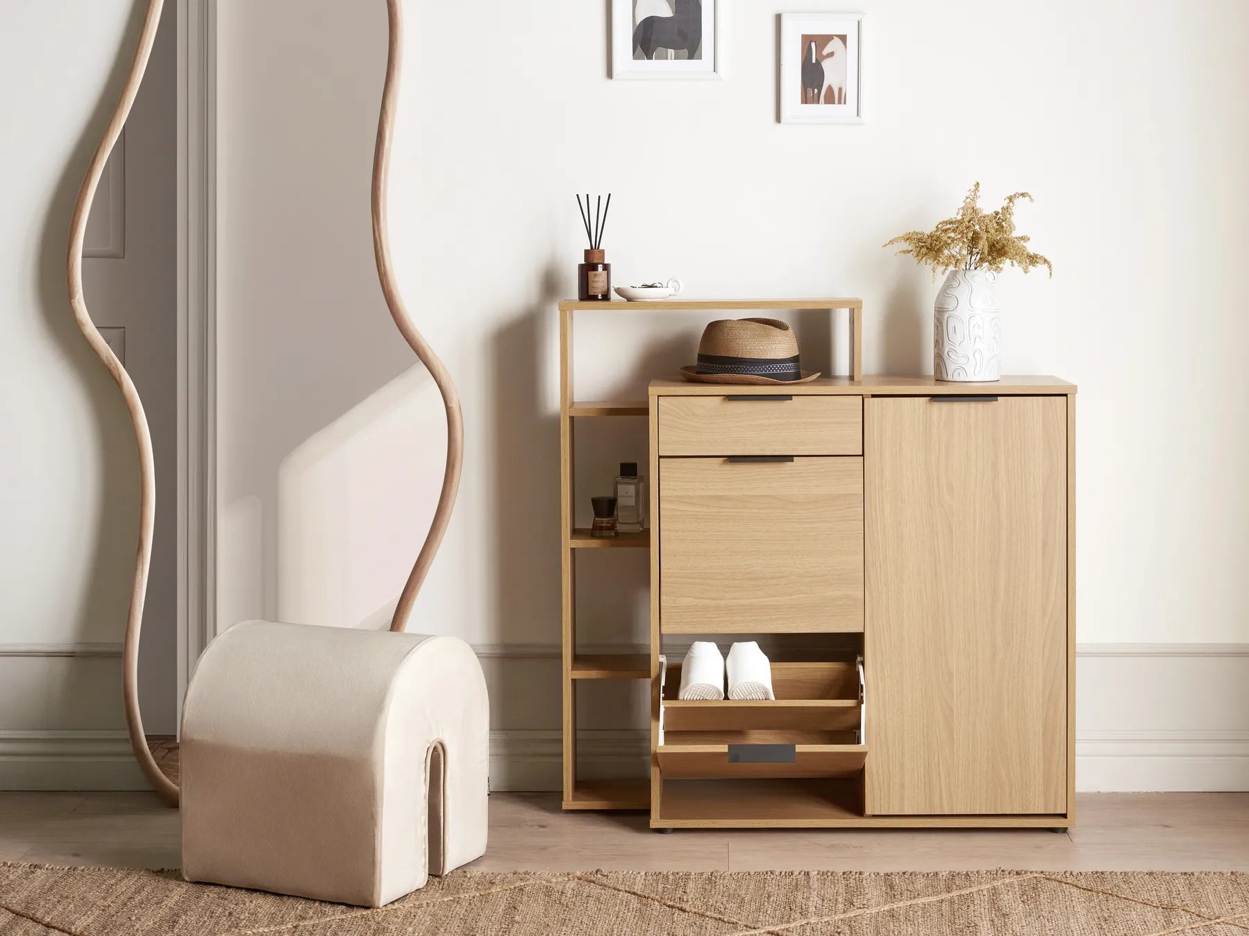 Shoe Storage Cabinet MIRANI Light Brown