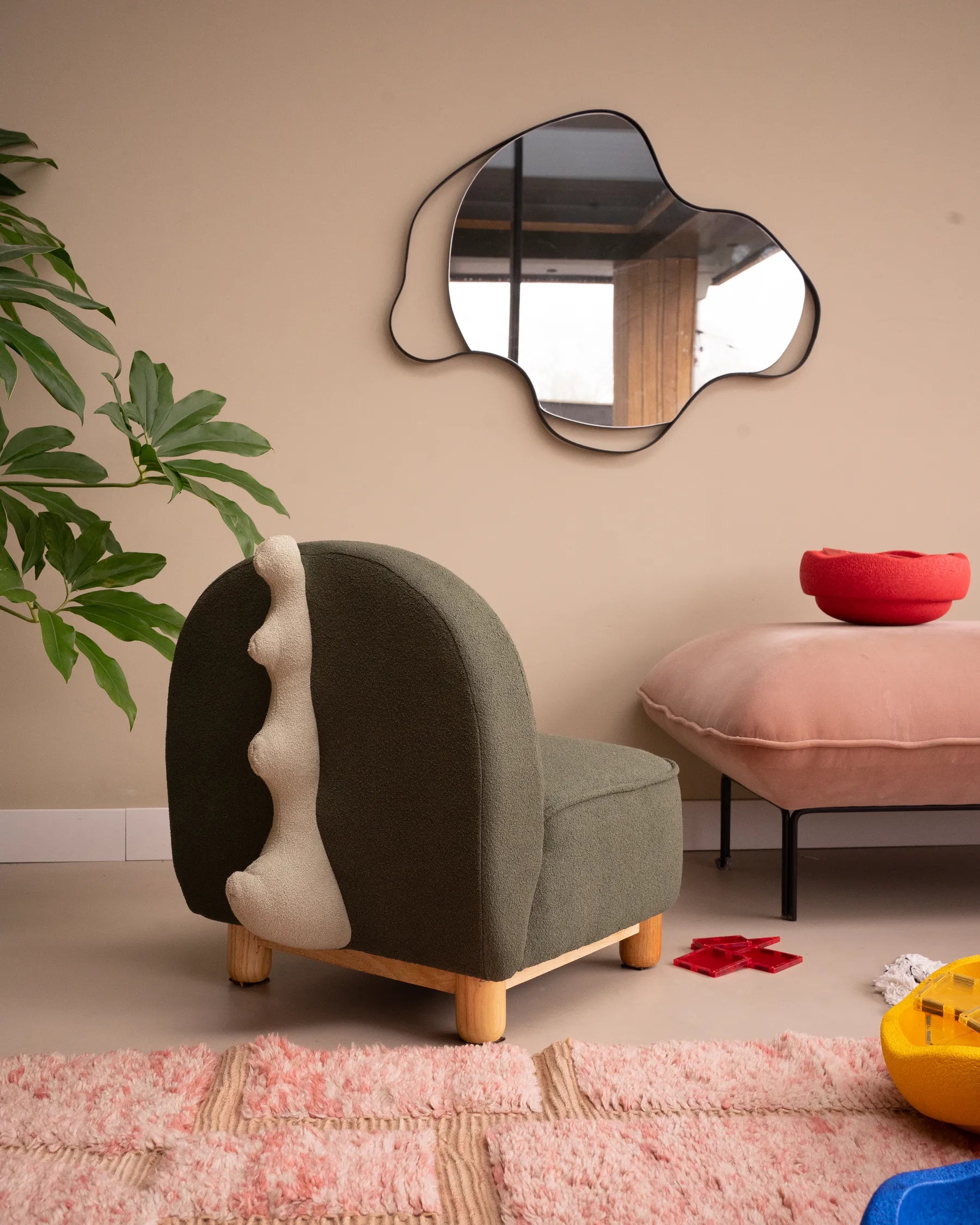 Kids Armchair Dinosaur FABORG Fabric Dark Green