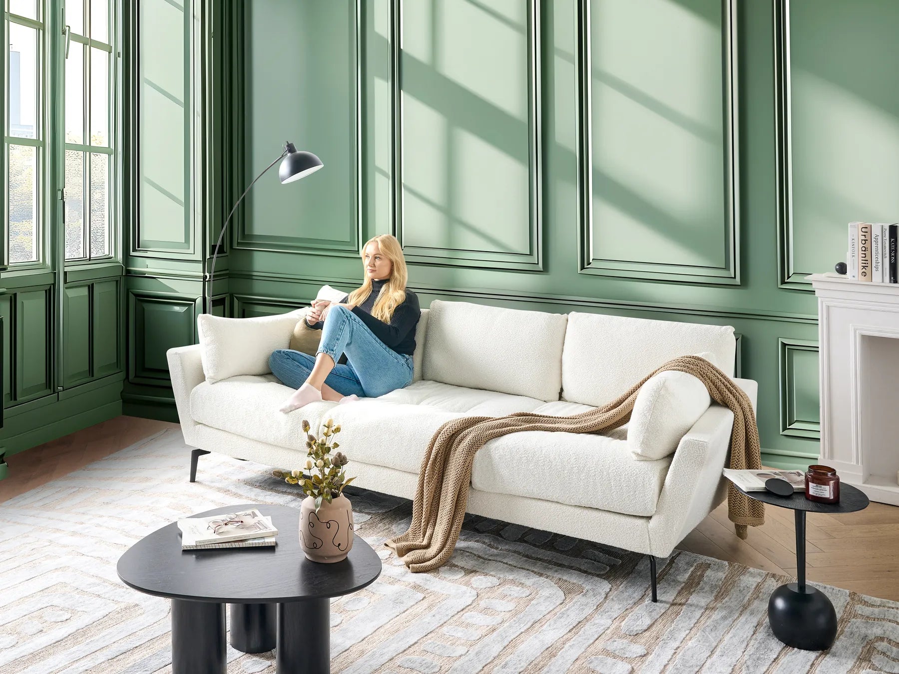 Sofa 4 Seater NENOLA Boucle Off-White