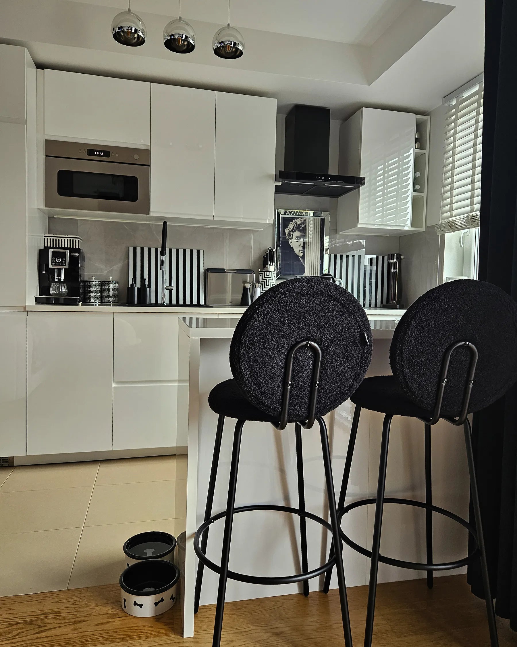 Set of 2 Bar Chairs EMERY Boucle Black