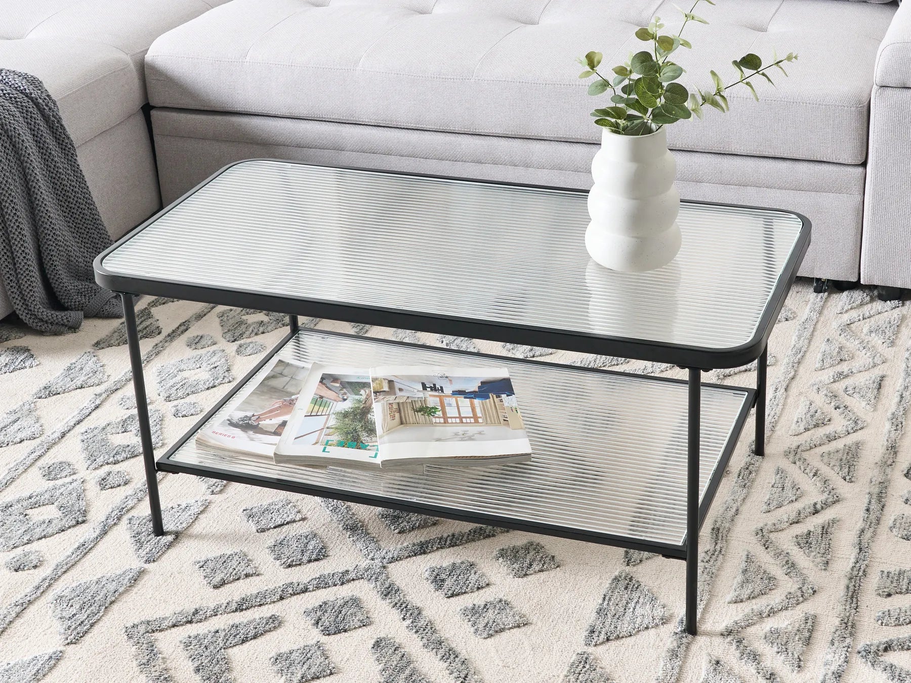 Coffee Table BLAIR Tempered Glass Black