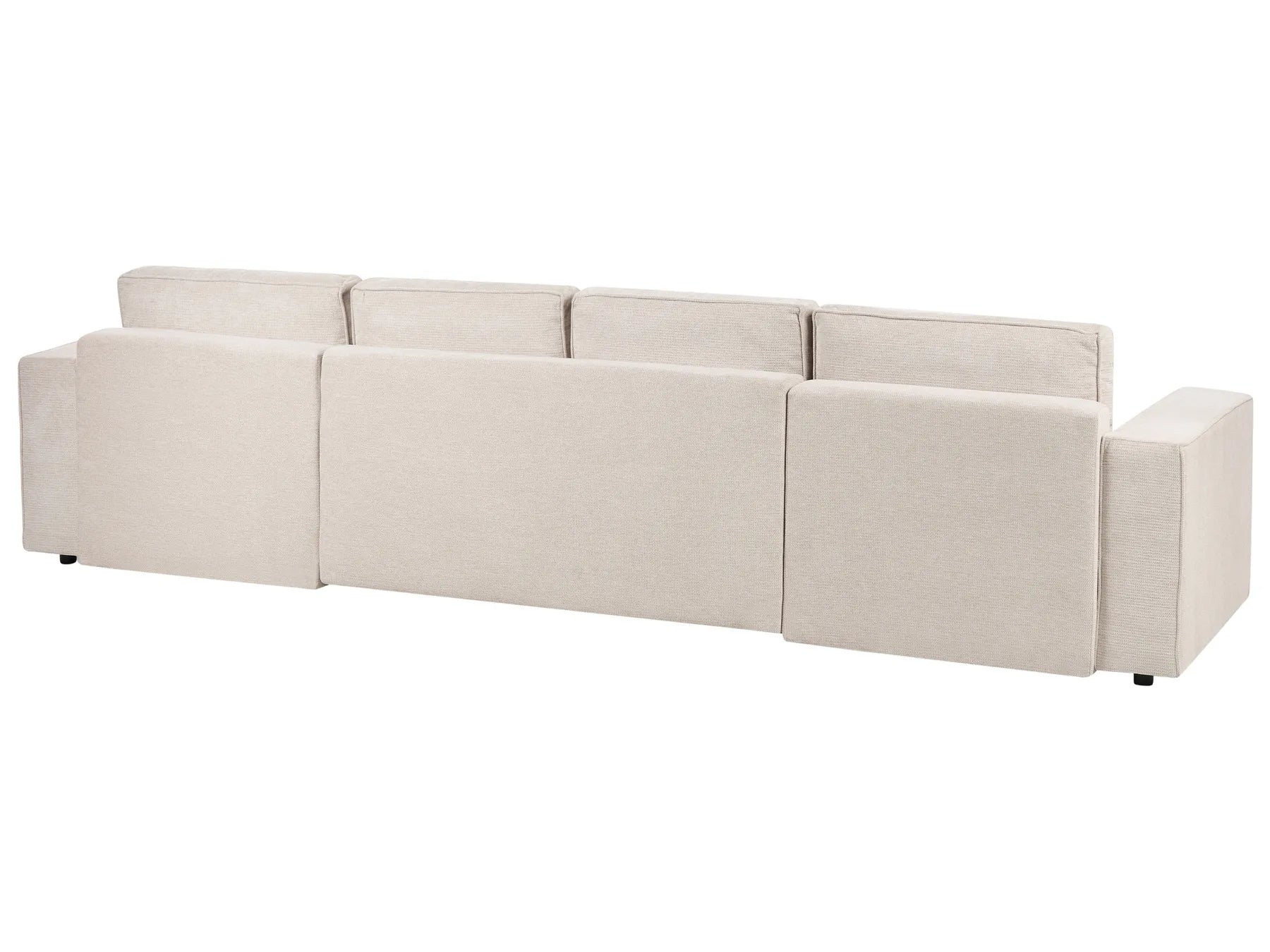 U-Shape Sofa Bed 4 Seater VATNE Fabric Light Beige with Storage