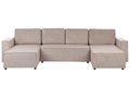 U-Shape Sofa Bed 4 Seater VATNE Fabric Light Brown with Storage