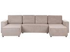 U-Shape Sofa Bed 4 Seater VATNE Fabric Light Brown with Storage
