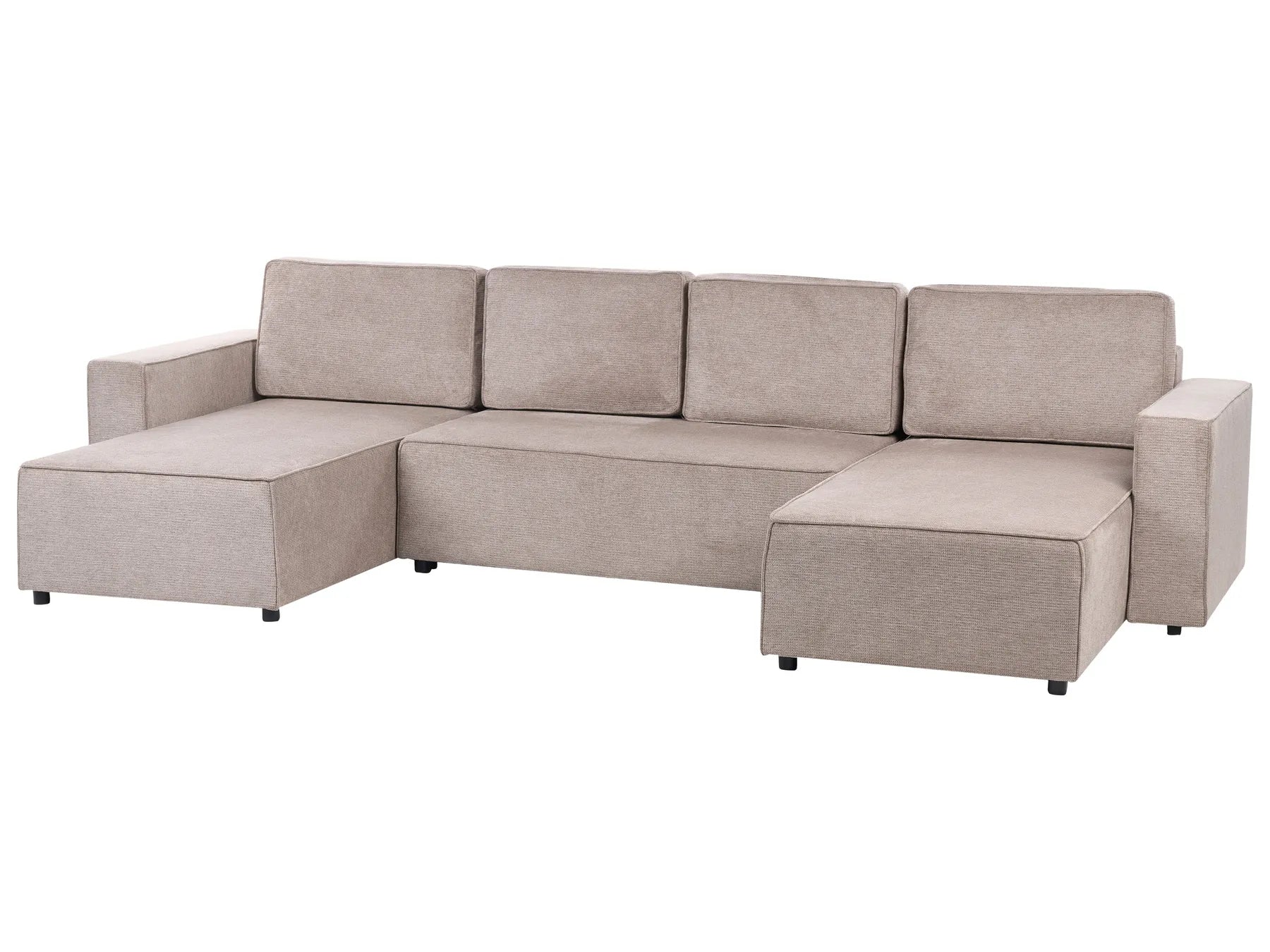 U-Shape Sofa Bed 4 Seater VATNE Fabric Light Brown with Storage